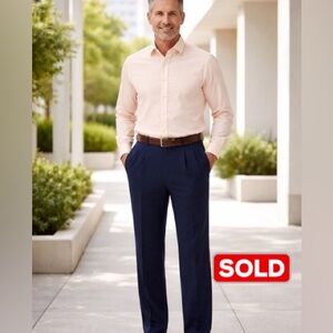 Haggar Cool 18 Pro Classic Fit Pleated Navy Dress Pants 42x29 NWT